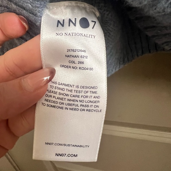 NNO7 No Nationality NATHAN 100% Pure New WOOL SWEATER Light Blue Size XL - Picture 5 of 7